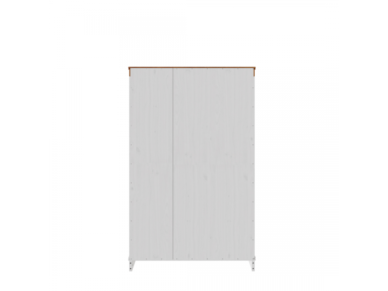 Estante de madeira com 1,19 m na cor branco lavado e mel e duas portas de vidro / Coleção biblioteca